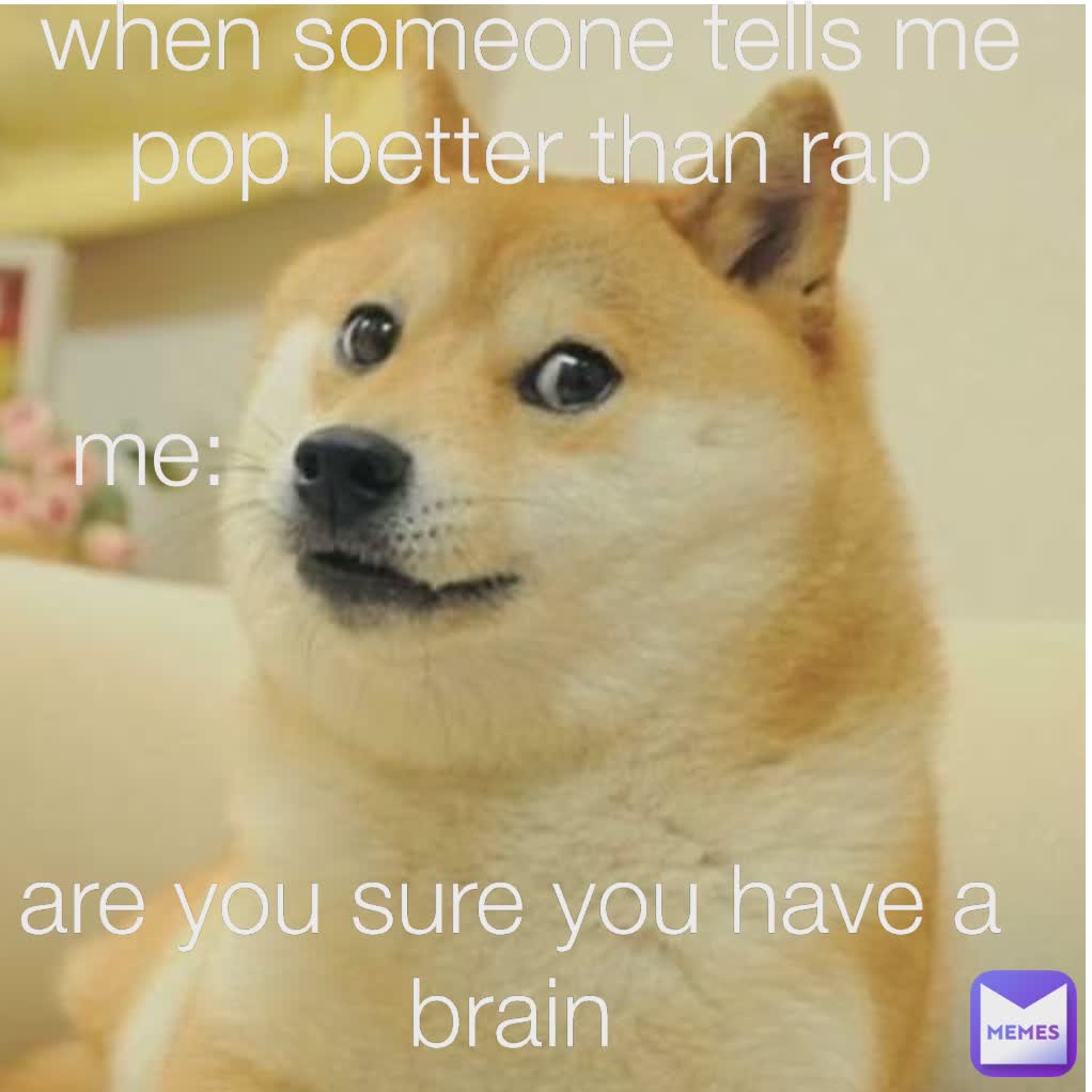 when someone tells me pop better than rap are you sure you have a brain me: