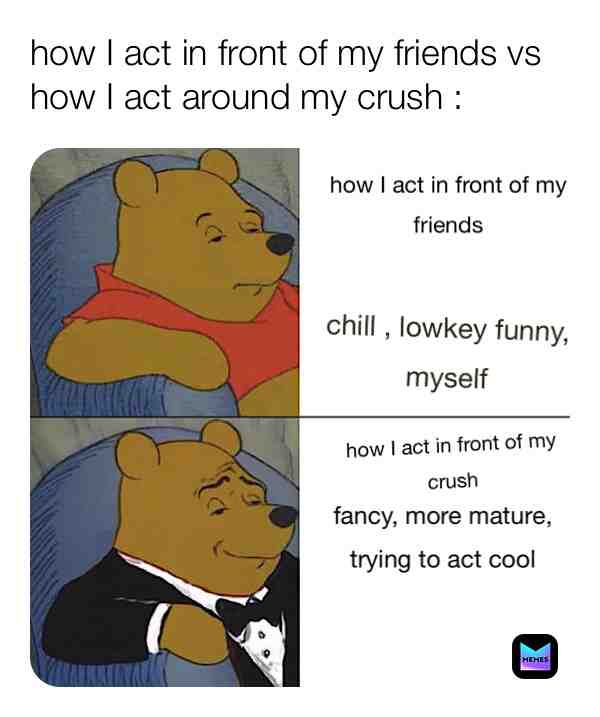 Big difference.. ✨🥴 #Winnie #winnethepooh #bear #poohbear #crush #bigdifference #meme #funny #friends