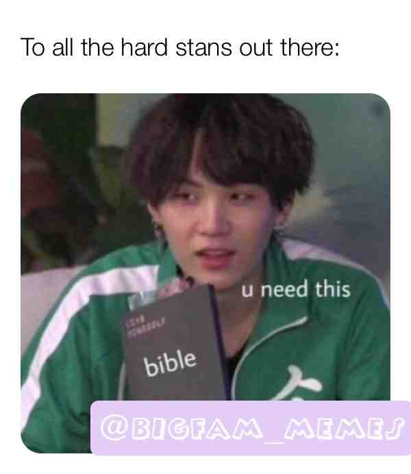 From: A hard stan ✊🏻💞 (Follow me on instagram @bigfam_memes and @jayszuuuhlle_b and I’ll follow u guys back I swear🥺💖) #bts #bangtansonyeodan #kimnamjoon #kimseokjin #minyoongi #junghoseok #parkjimin #kimtaehyung #jeonjungkook #bts