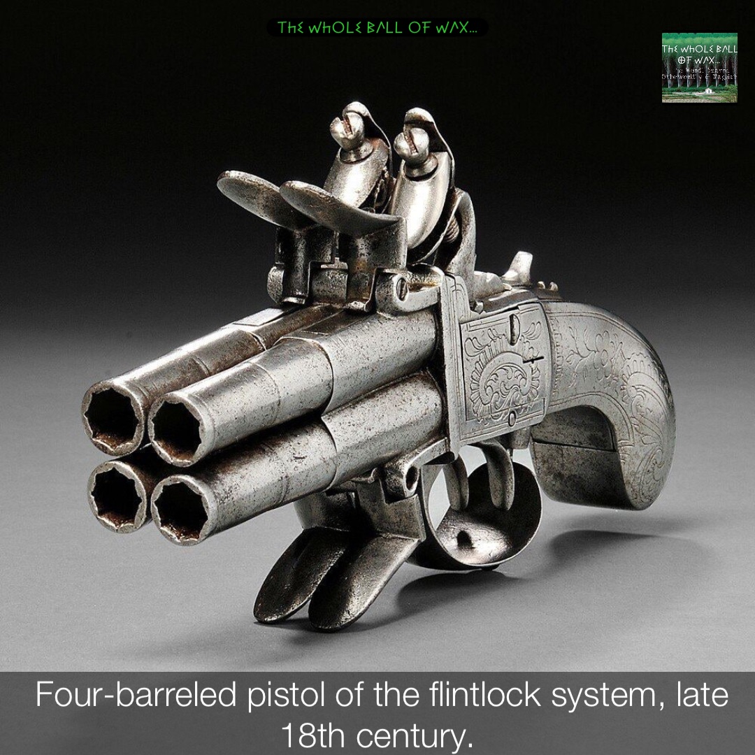 Four-barreled pistol of the flintlock system, late 18th century.