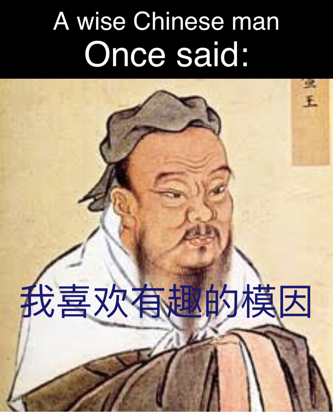 Double tap to edit A wise Chinese man Once said: 我喜欢有趣的模因