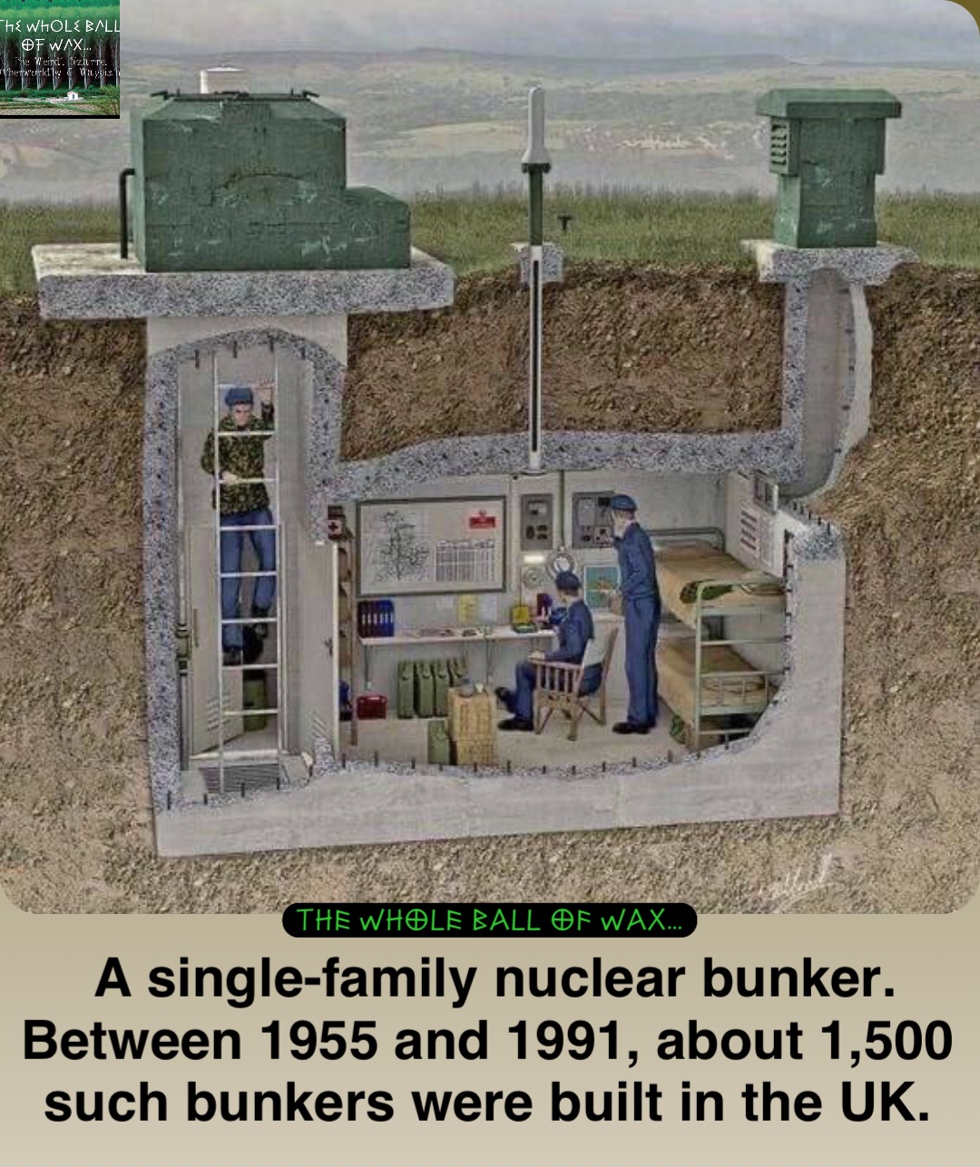 Double tap to edit A single-family nuclear bunker. Between 1955 and 1991, about 1,500 such bunkers were built in the UK.
