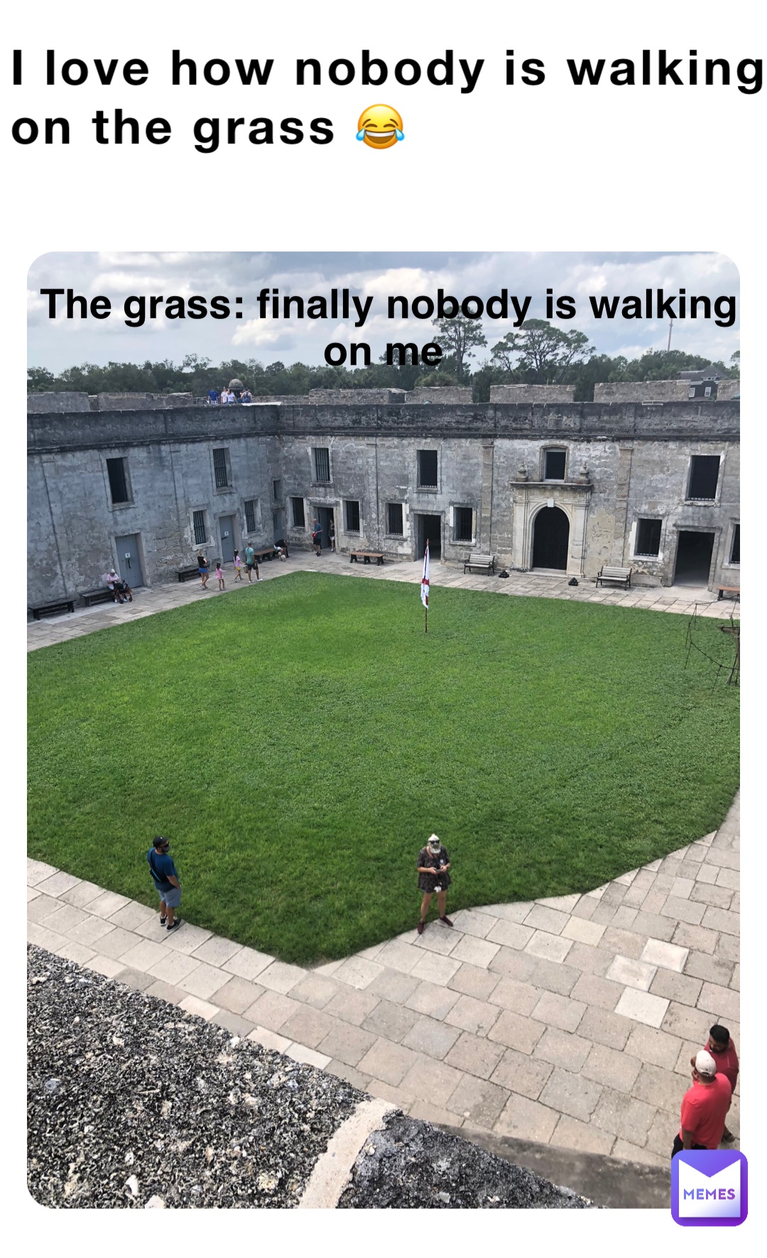 I love how nobody is walking on the grass 😂 The grass: finally nobody is walking on me