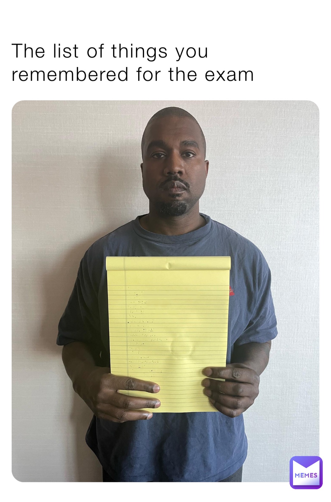 The list of things you remembered for the exam