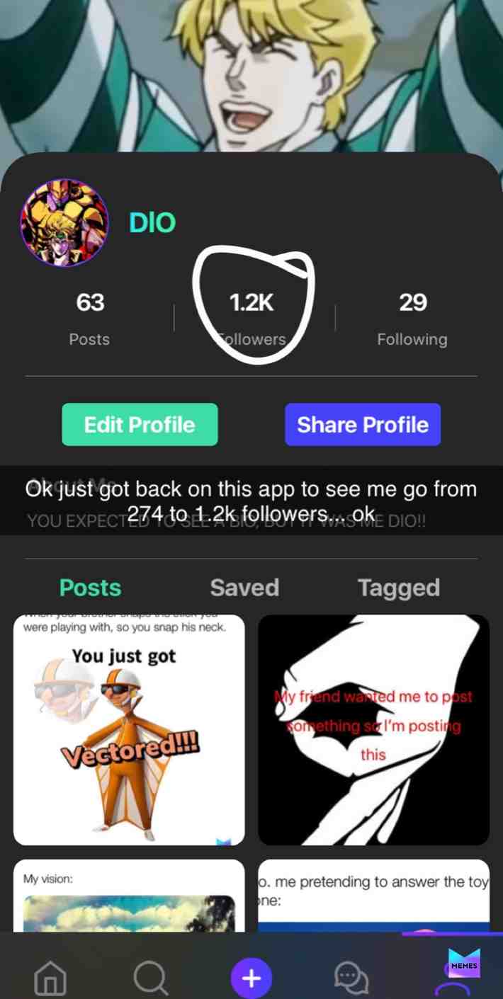 Thanks guys!!!  #memes  #meme  #dankmemes  #dankmeme  #jojosbizzareadventure