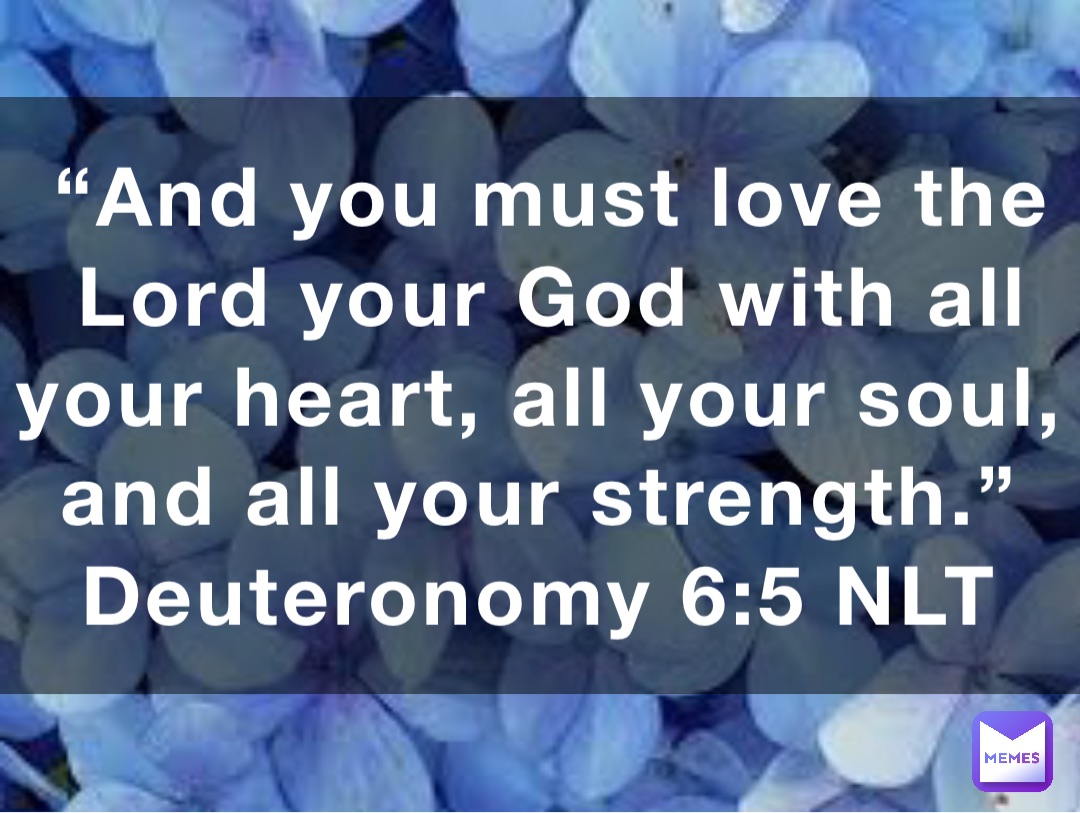 “And you must love the Lord your God with all your heart, all your soul, and all your strength.”
‭‭Deuteronomy‬ ‭6:5‬ ‭NLT