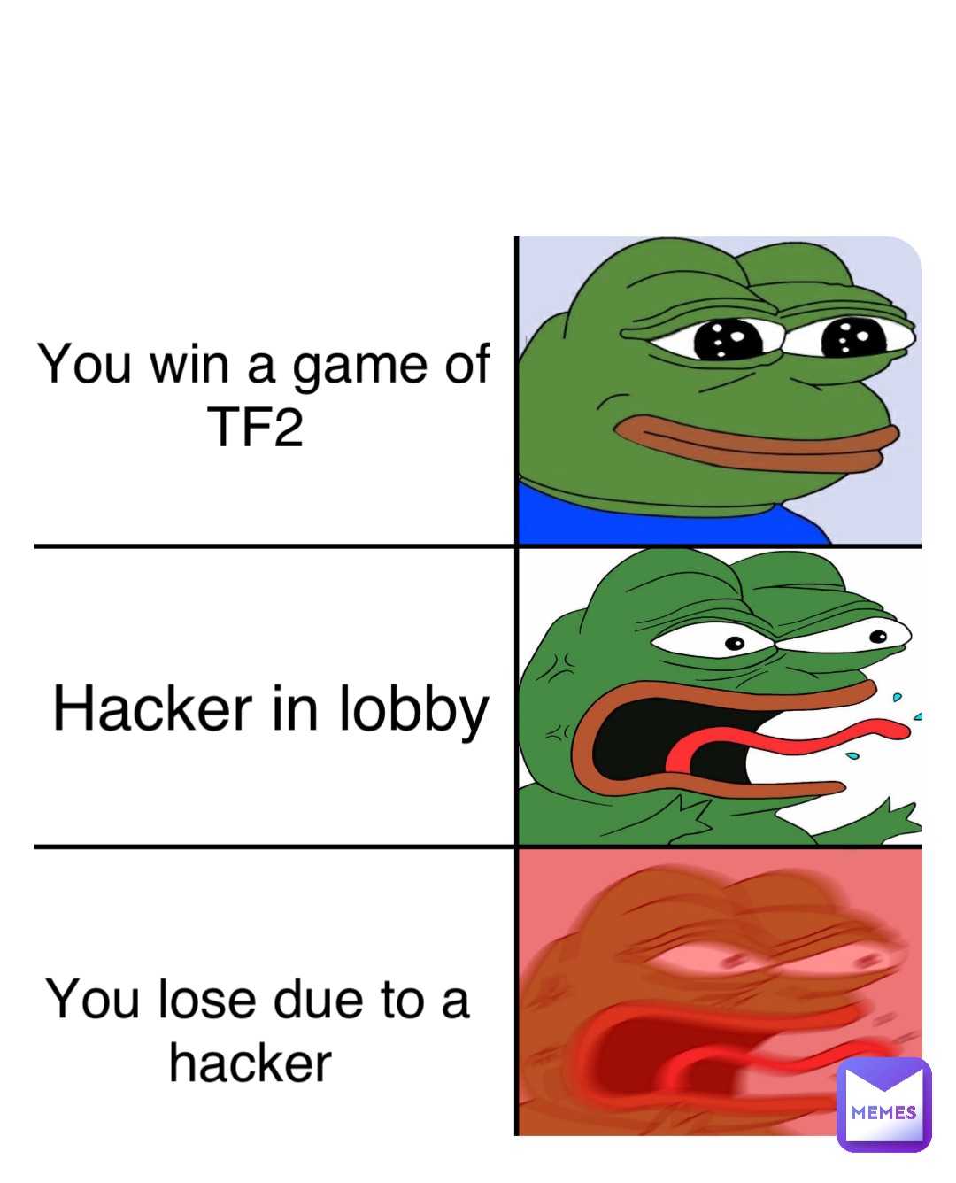 Double tap to edit You win a game of TF2 Hacker in lobby You lose due to a hacker