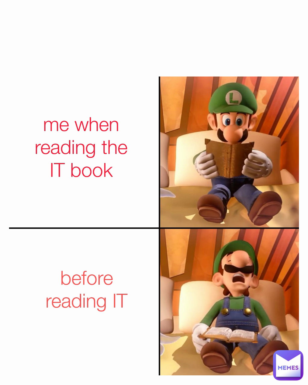 Type Text me when reading the IT book before reading IT