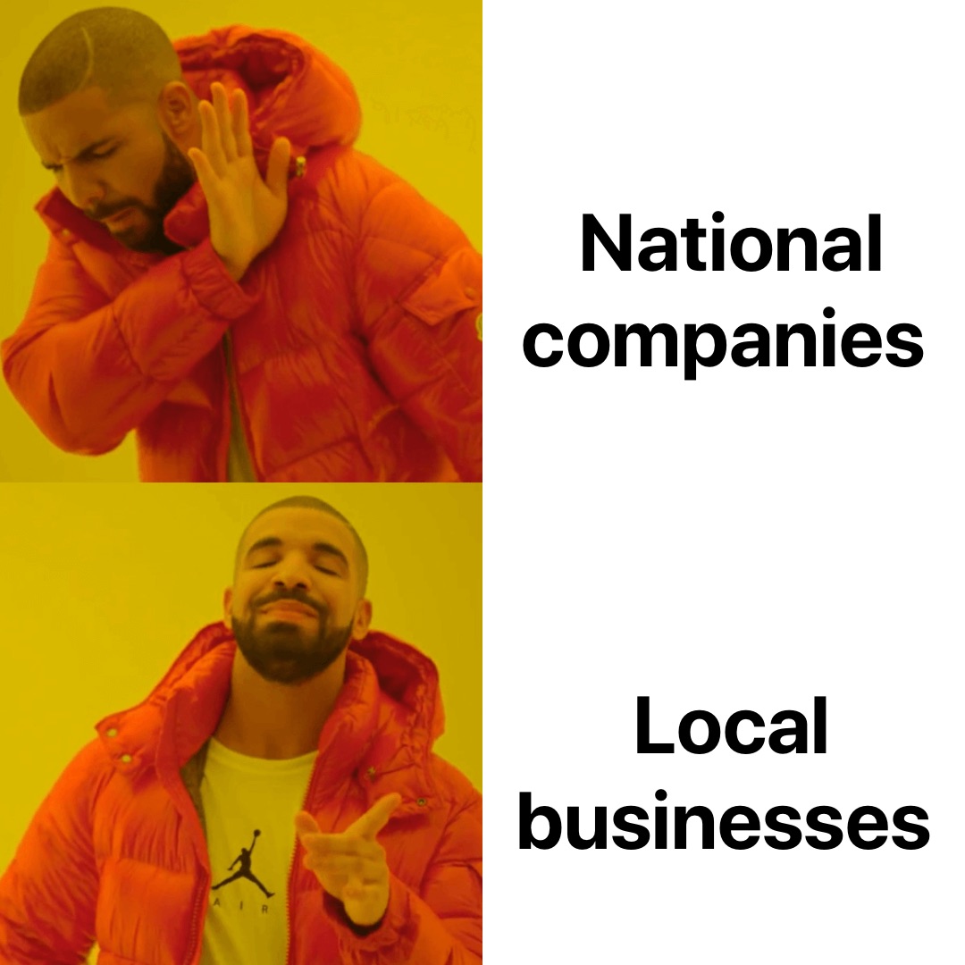 National companies Local businesses