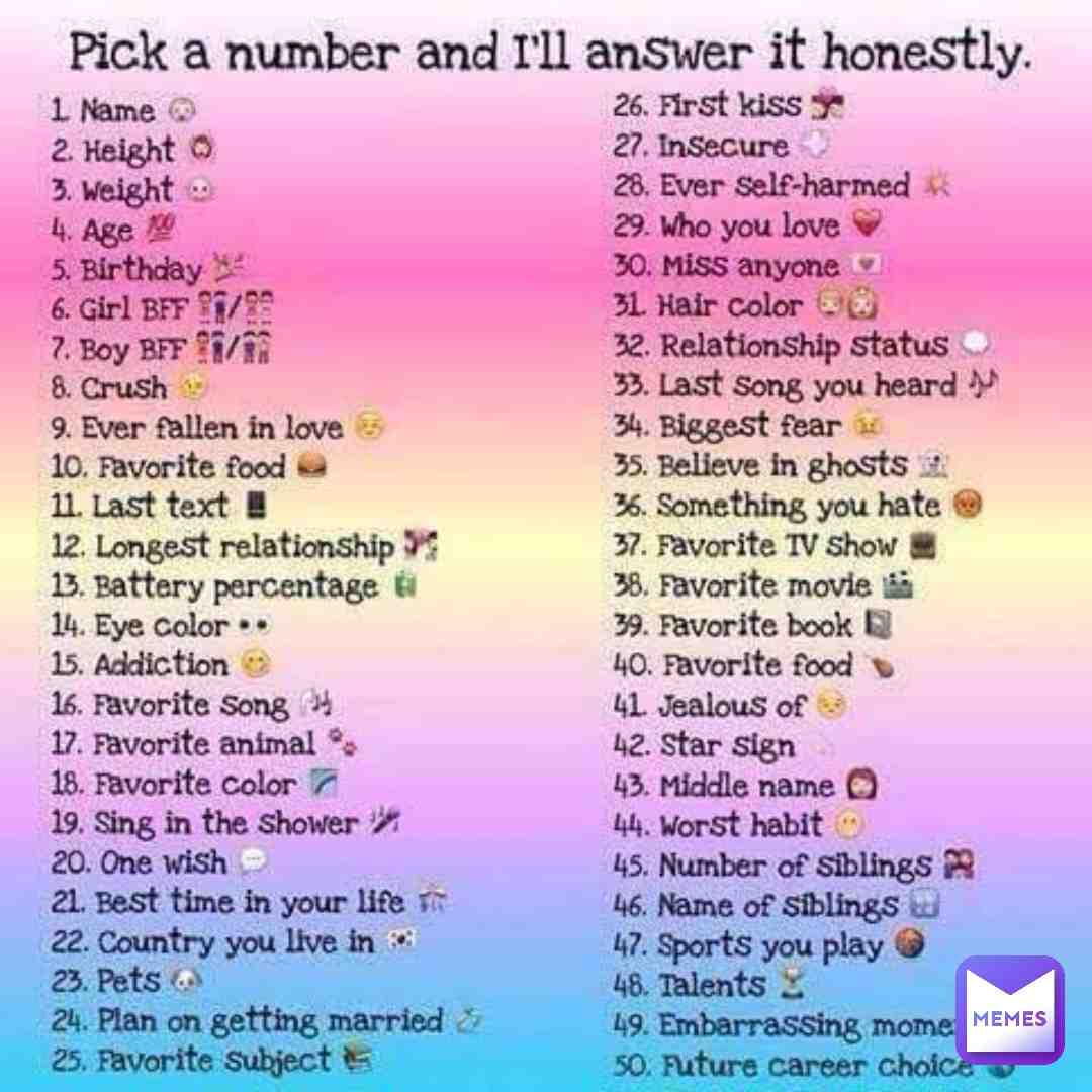 Say a number I’ll answer it truthfully