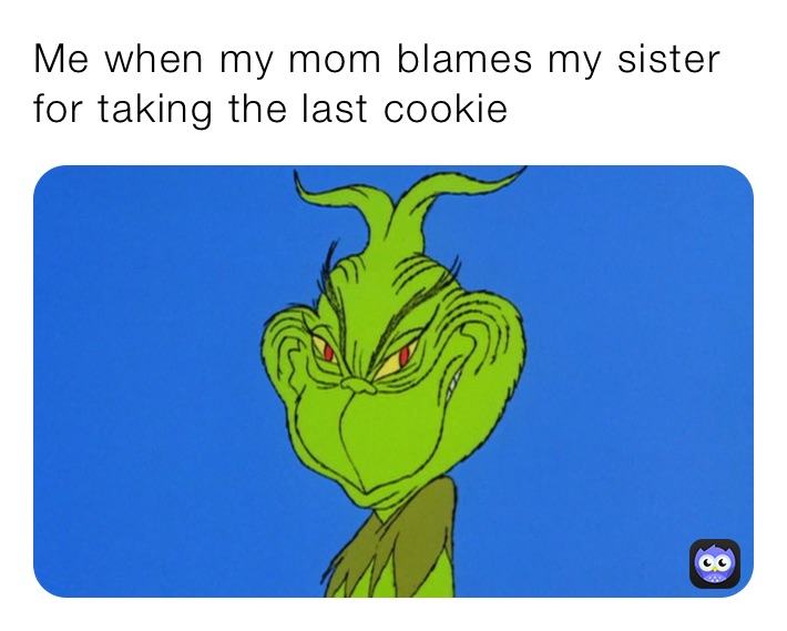 Me when my mom blames my sister for taking the last cookie 