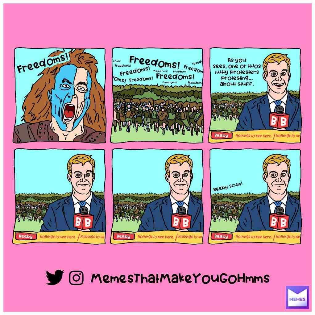 Very accurate footage of protests...more accurate than beeby, anyway... #bbc #fakenews #fakenewssucks #tv #news #newsmemes #dailymemes #dailymeme #dailydankmemes #comicstrip #comicart #protest