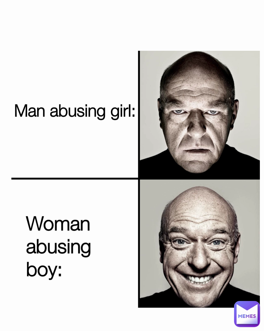 Man abusing girl: Woman abusing boy: