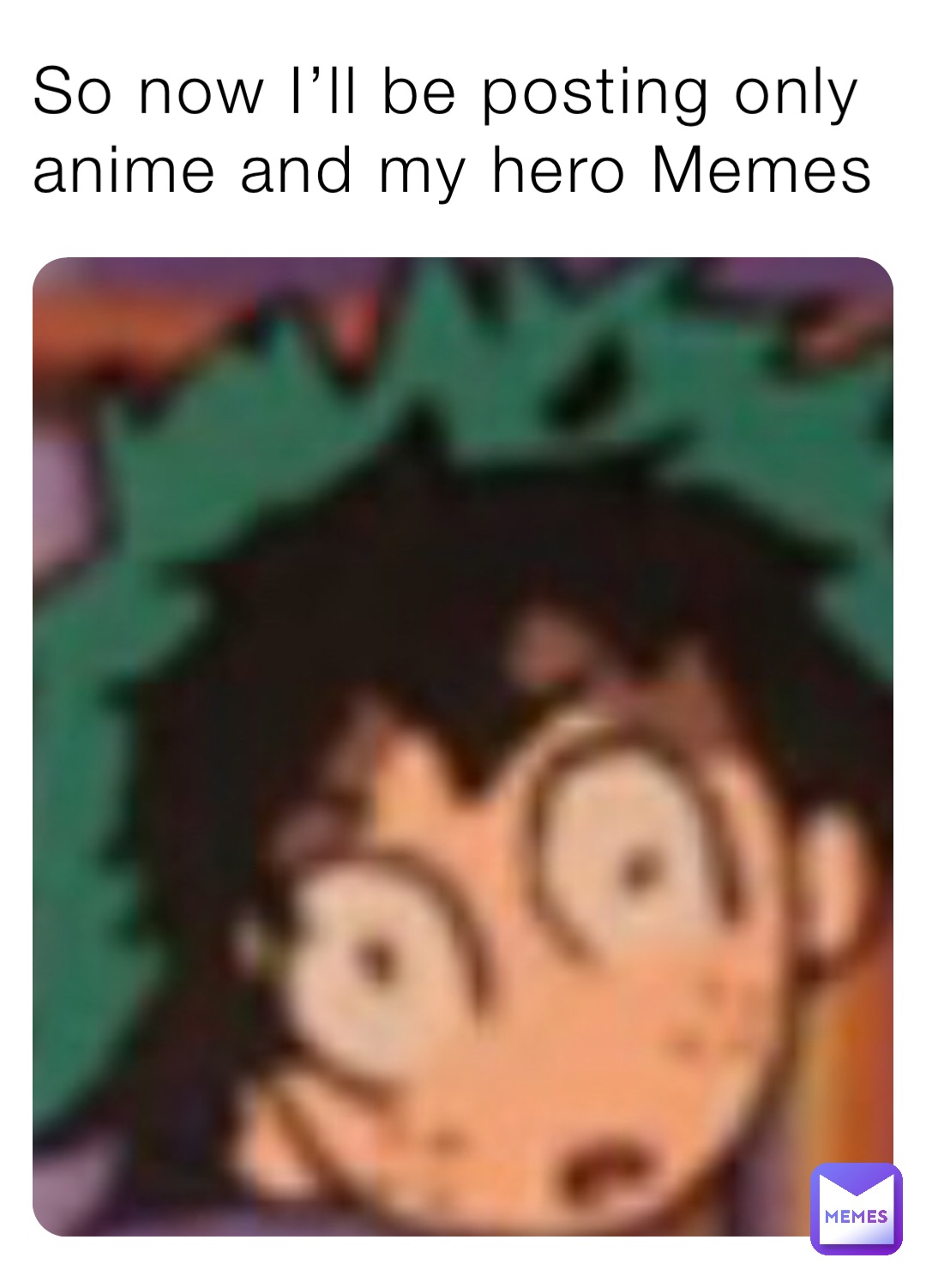 So now I’ll be posting only anime and my hero Memes