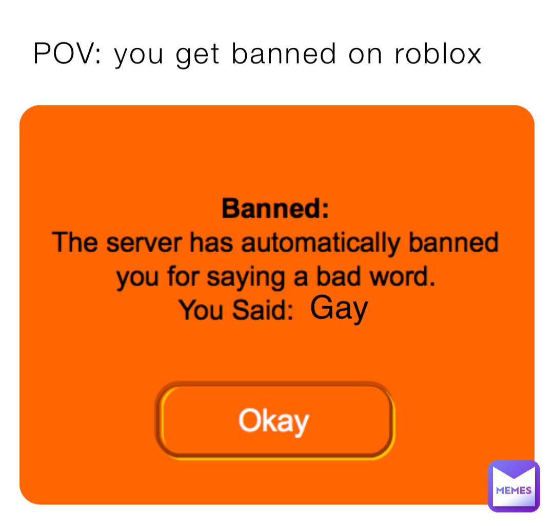 POV: you get banned on roblox Gay