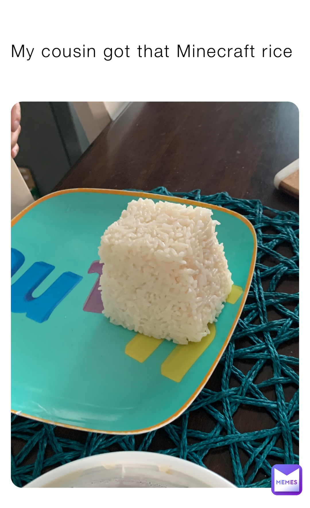 My cousin got that Minecraft rice