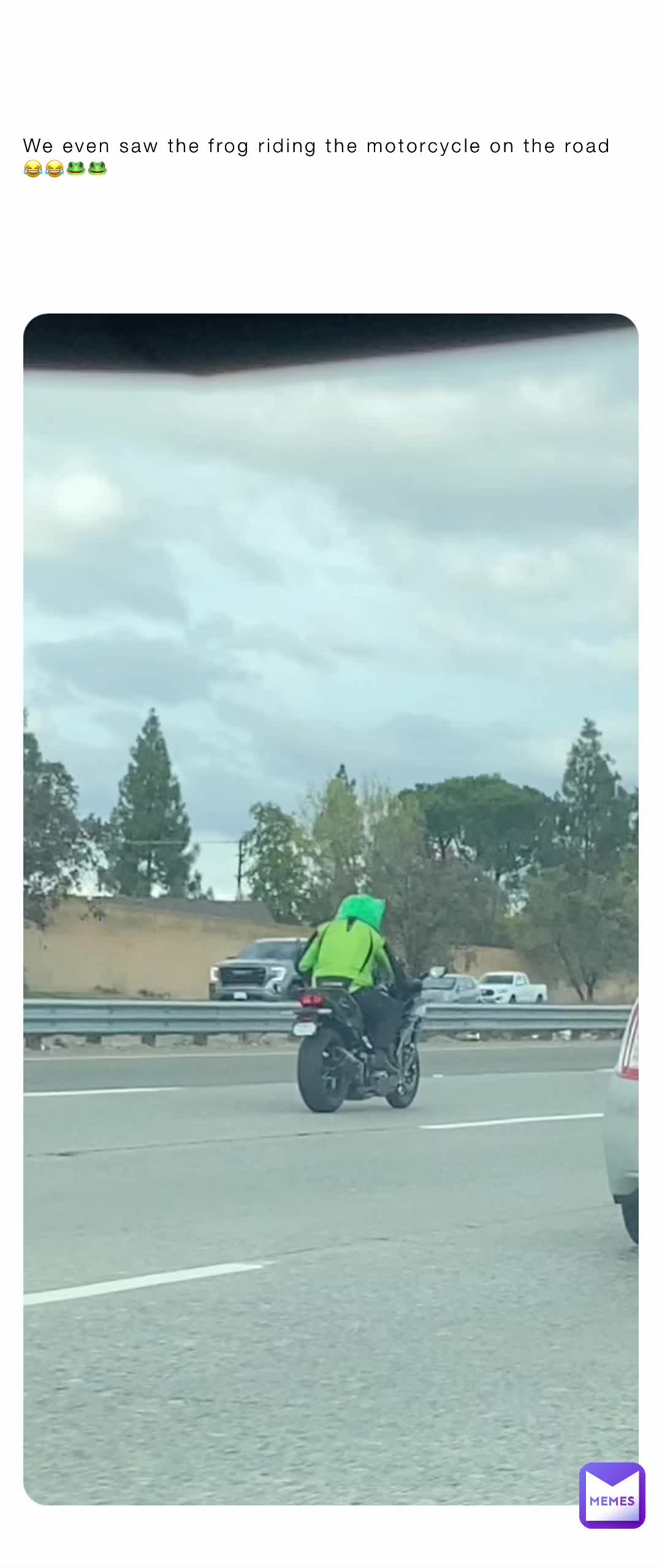 This is when I recorded this 😝😆  #frog  #motorcycle  #road  #costume  #hilarious  #legit