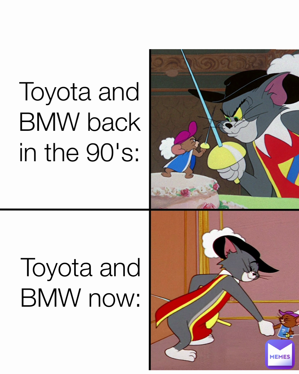Toyota and BMW back in the 90's: Toyota and BMW now: Type Text