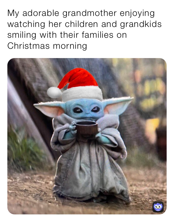 My adorable grandmother enjoying watching her children and grandkids smiling with their families on Christmas morning