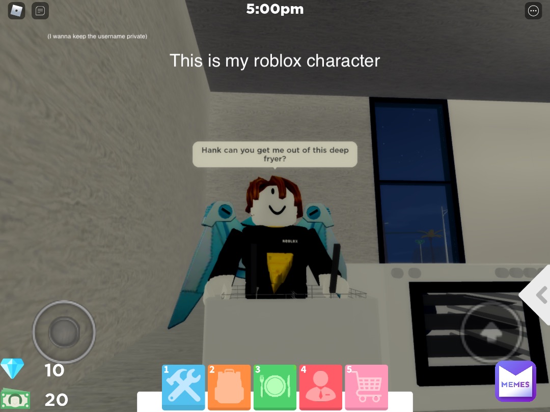 This is my roblox character (I wanna keep the username private)