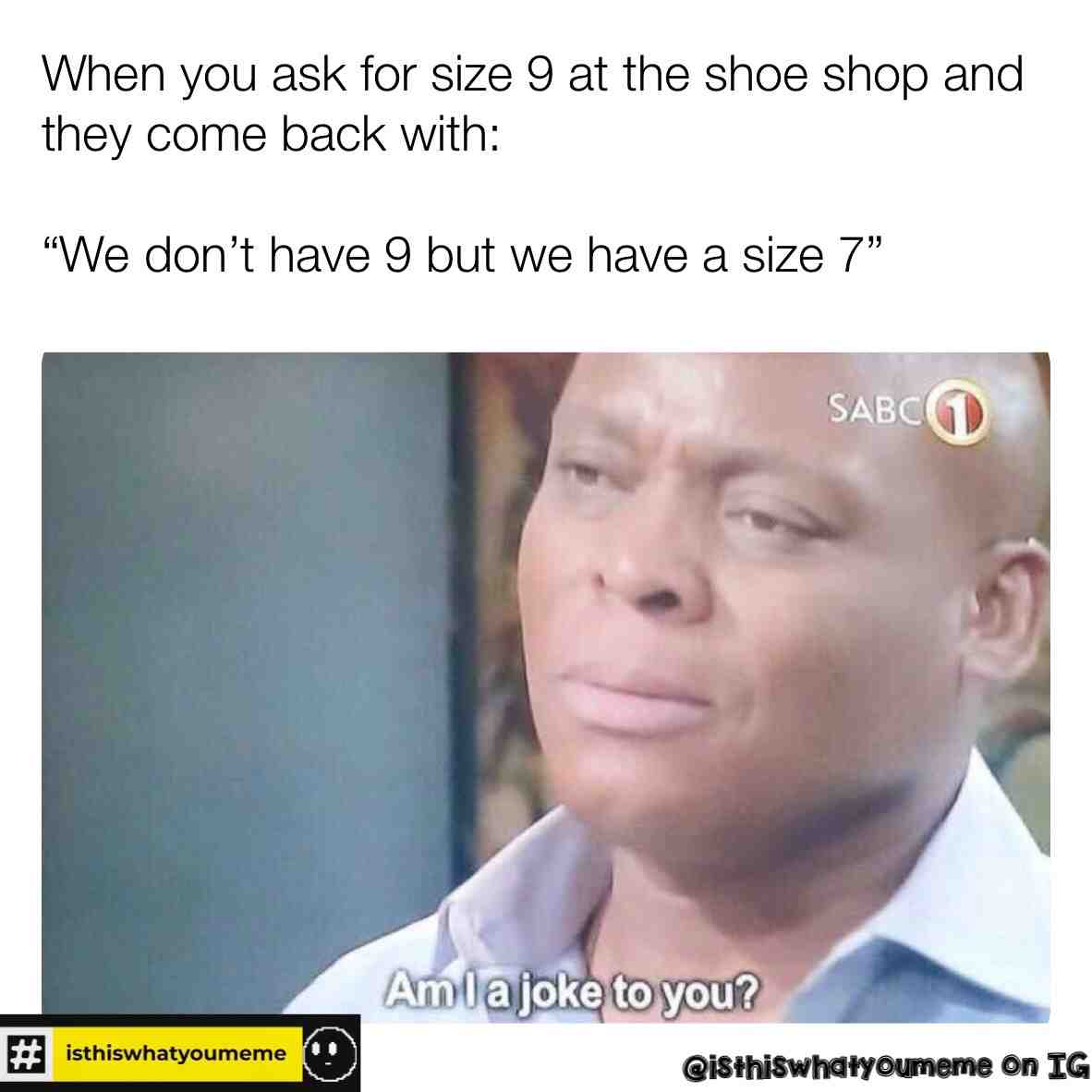 Pardon me? ????
ā¢
ā¢
ā¢
#dailymemes #funny #isthiswhatyoumeme #funny #memes #lovememes #funnymemes #funnymeme #memesfordays #memesengraƧados #humor #humour #lol #meme #relatable #sorry #what #confused #shoes