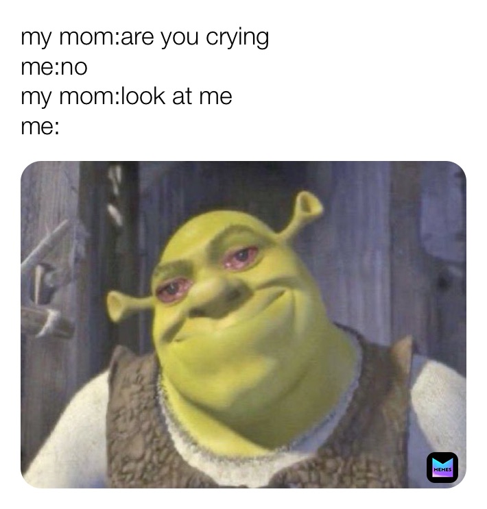 my mom:are you crying 
me:no
my mom:look at me
me: