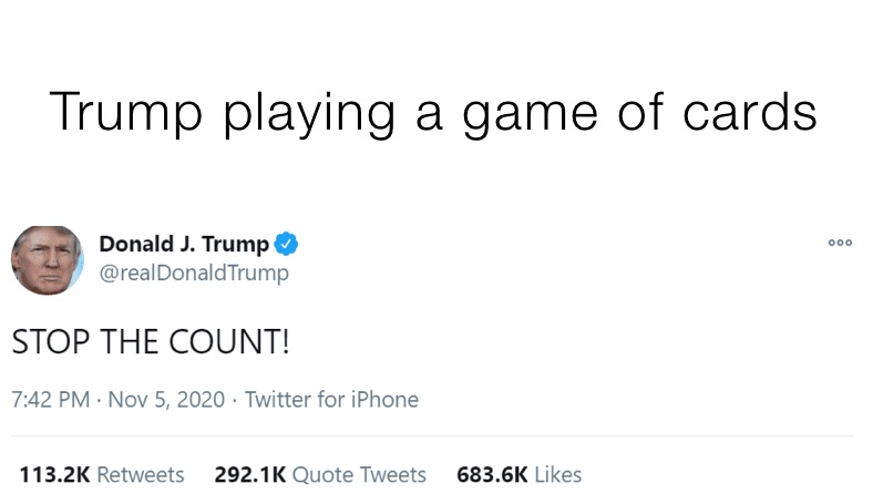 Trump playing a game of cards￼