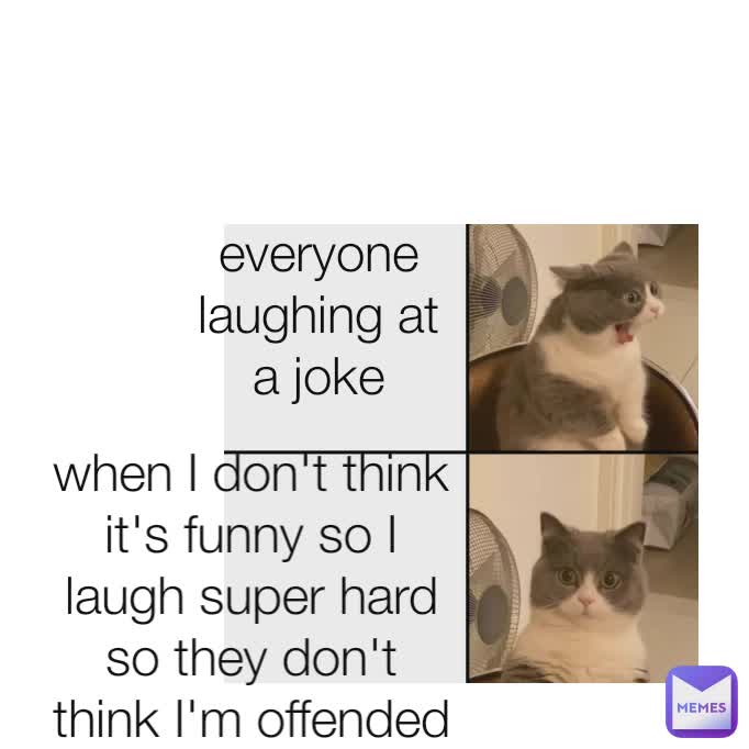 everyone laughing at a joke when I don't think it's funny so I laugh super  hard so they don't think I'm offended | @sourmangowona | Memes
