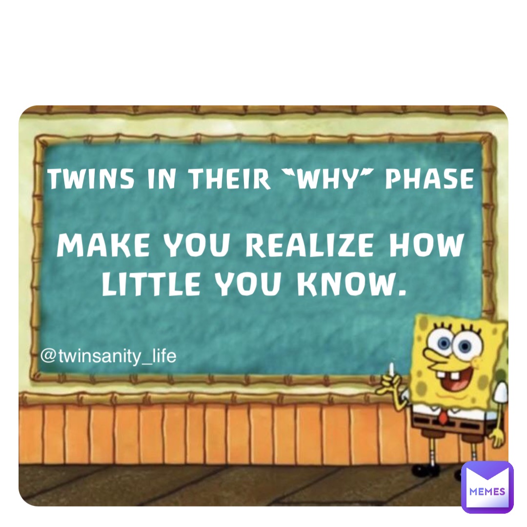 TWINS IN THEIR “WHY” PHASE MAKE YOU REALIZE HOW 
LITTLE YOU KNOW. @twinsanity_life
