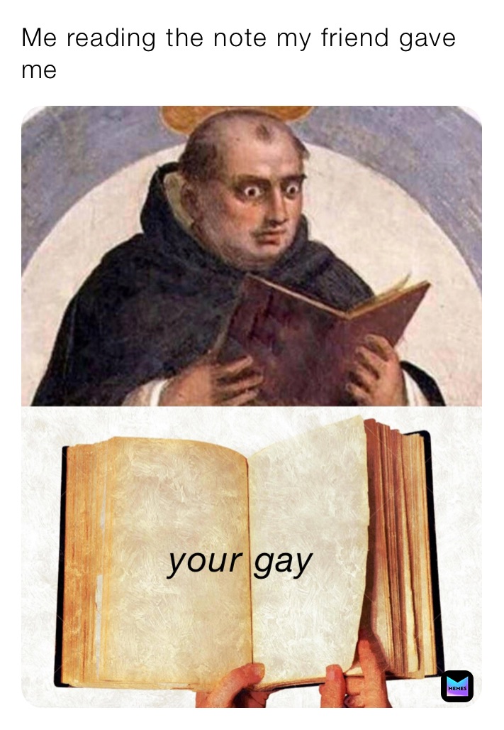 Me reading the note my friend gave me