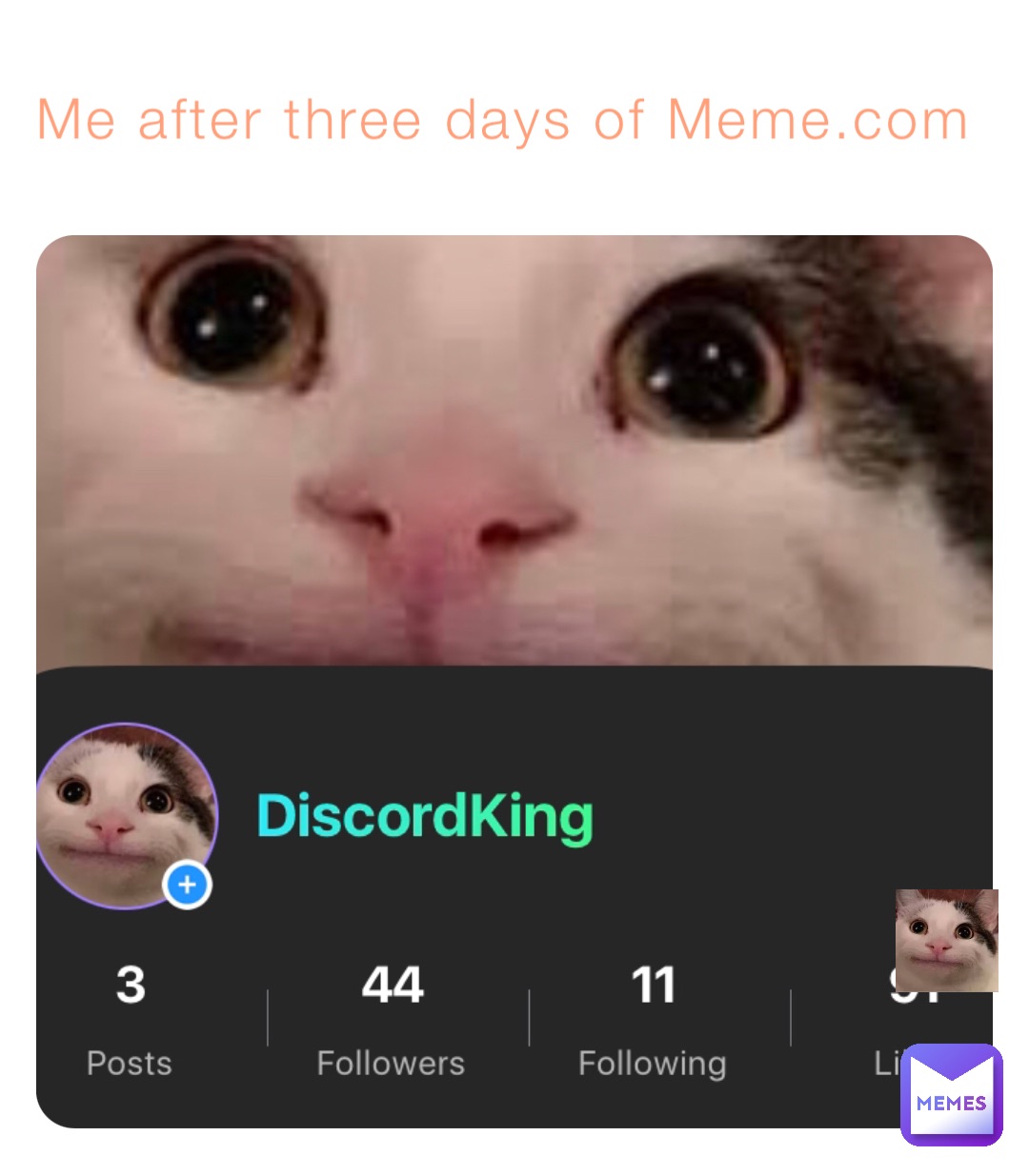 Me after three days of Meme.com