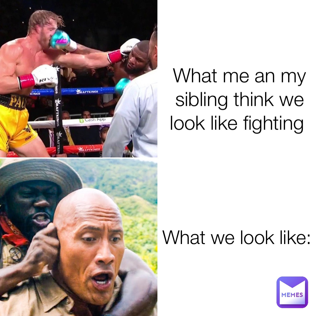 What me an my sibling think we look like fighting What we look like: