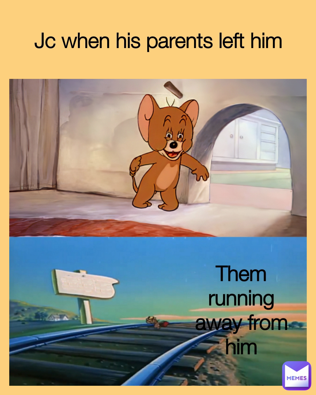 Them running away from him Jc when his parents left him