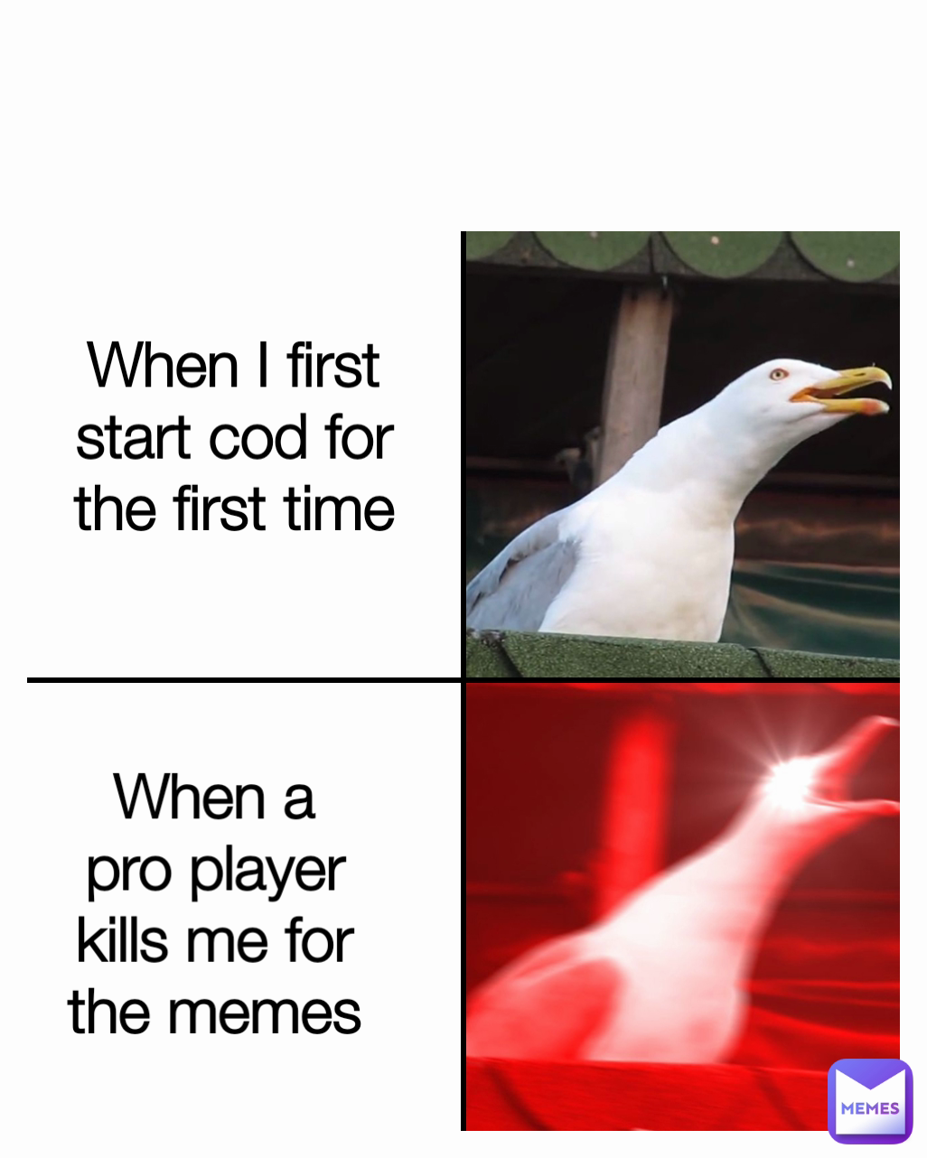 When a pro player kills me for the memes of it When I first start cod for the first time