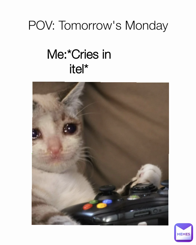 POV: Tomorrow's Monday Me:*Cries in itel*