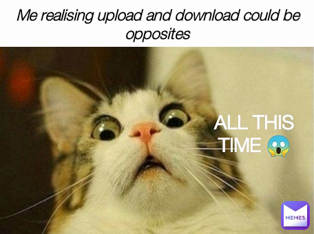 ALL THIS TIME 😱 Me realising upload and download could be opposites