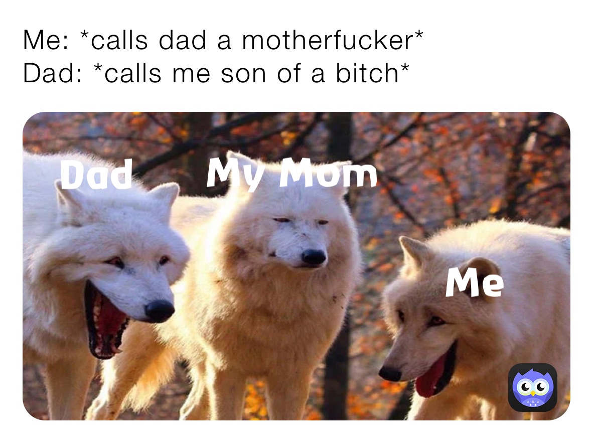 Me: *calls dad a motherfucker*
Dad: *calls me son of a bitch*