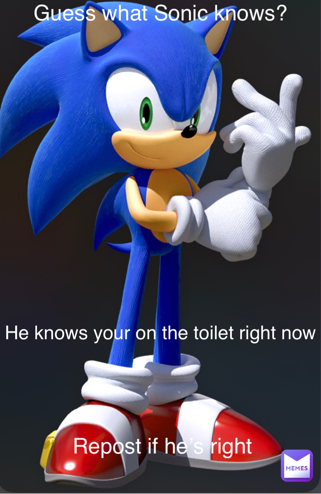 Guess what Sonic knows? He knows your on the toilet right now Repost if he’s right