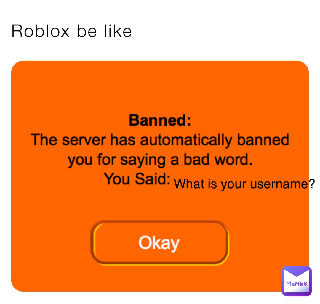 Roblox be like What is your username?