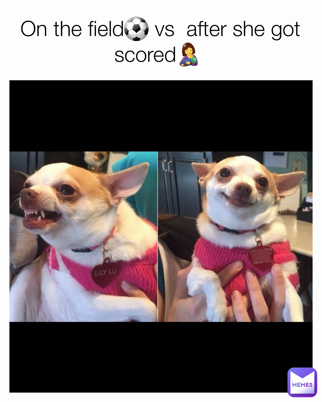 On the field⚽️ vs  after she got scored🤱 