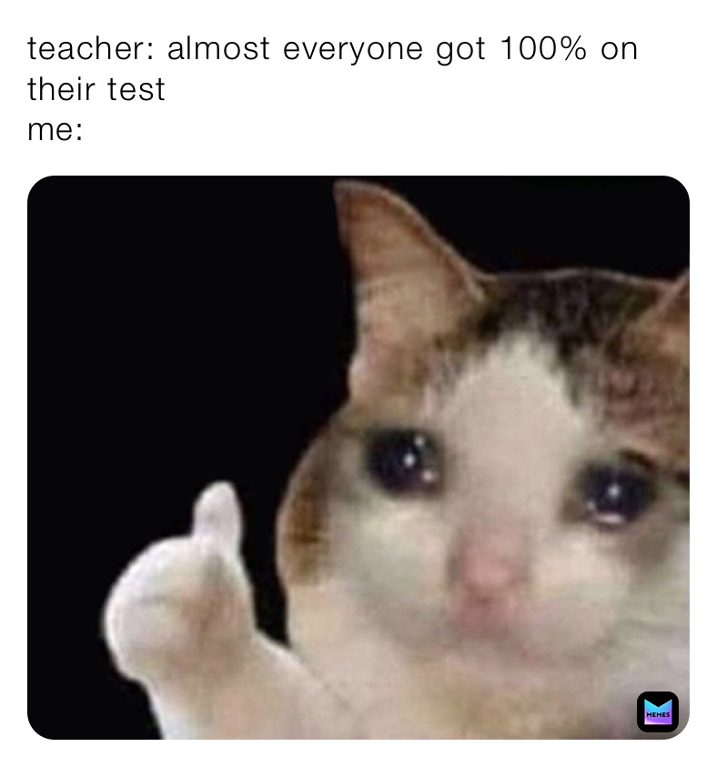 teacher: almost everyone got 100% on their test
me: