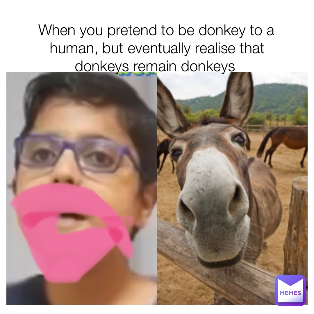 When you pretend to be donkey to a human, but eventually realise that donkeys remain donkeys
