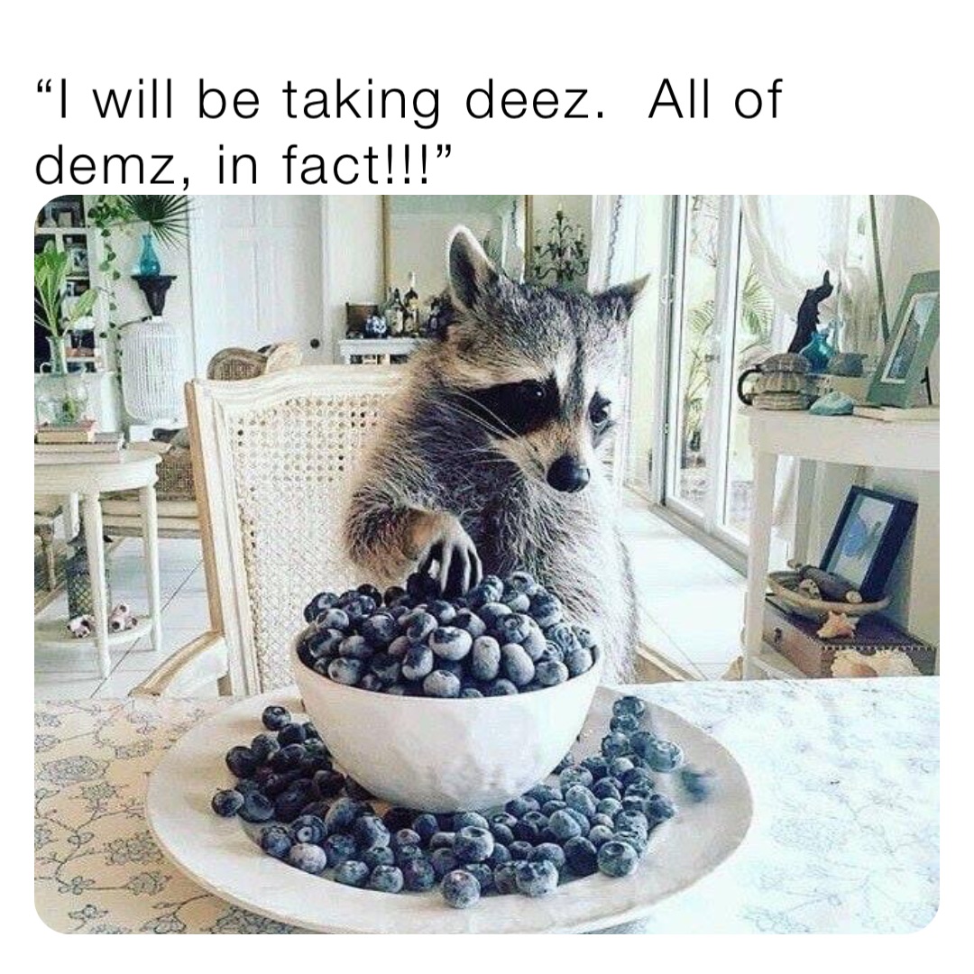 “I will be taking deez.  All of demz, in fact!!!”