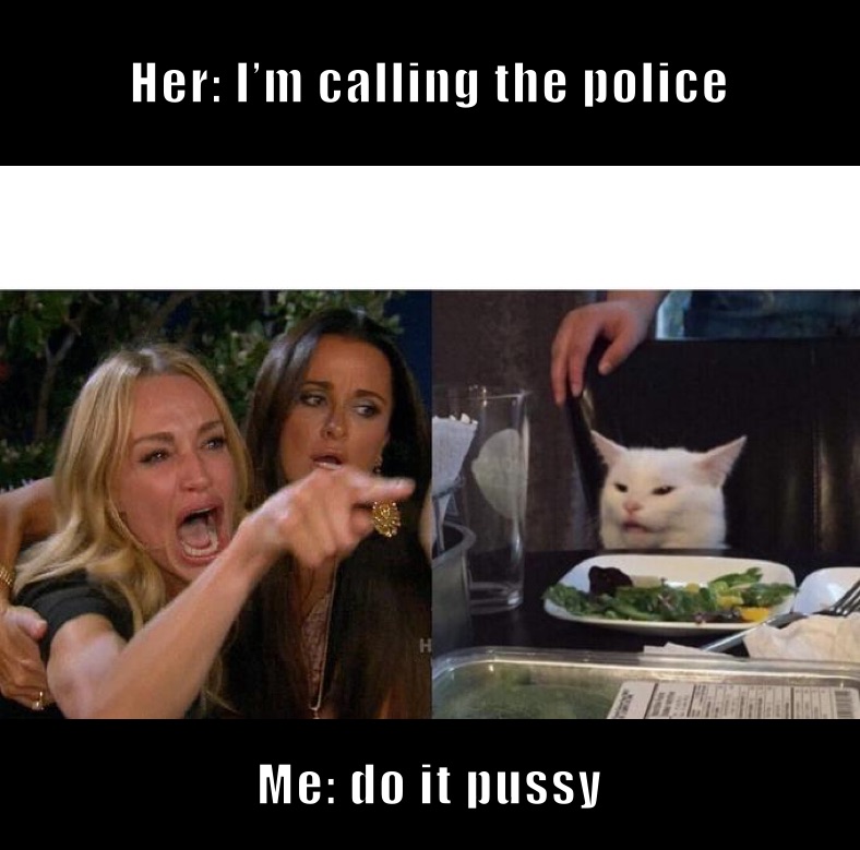 Her: I’m calling the police Me: do it pussy 
