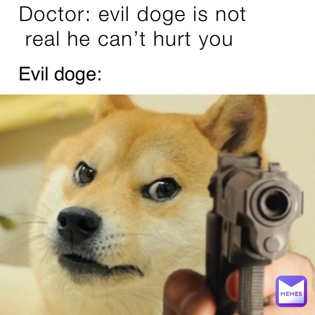 Doctor: evil doge is not real he can’t hurt you Evil doge: