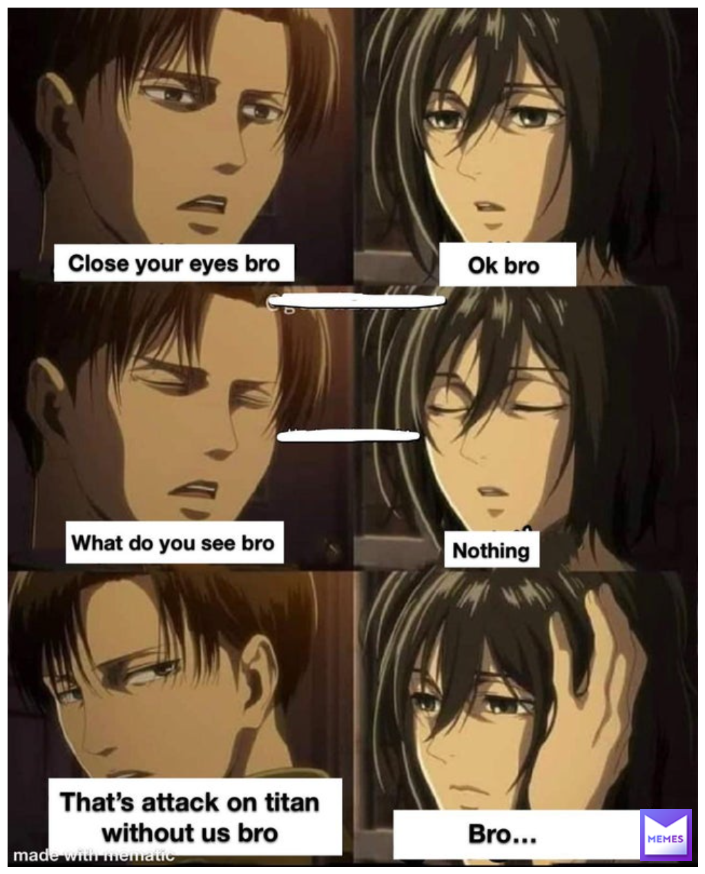 Us bro. Татакаэ Мем. Татакаэ на японском. AOT memes. Close your Eyes bro.