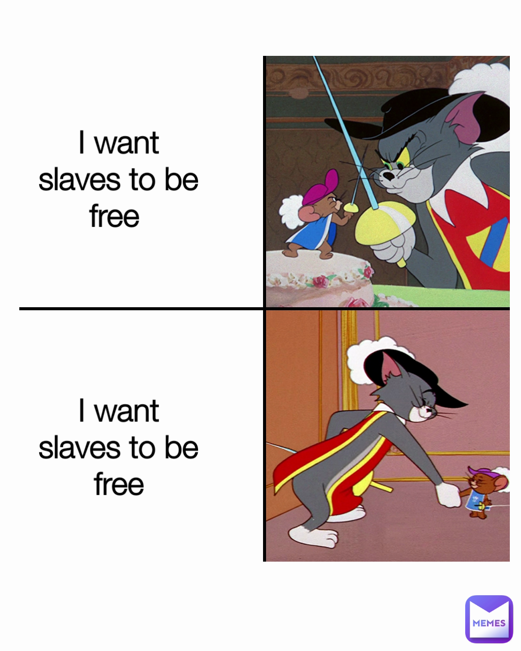 I want slaves to be free  I want slaves to be free