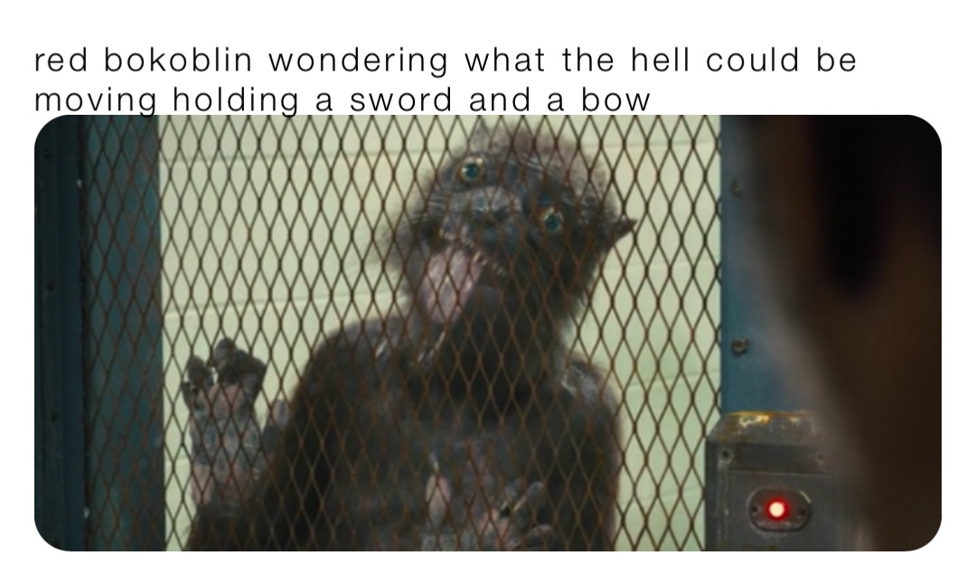 red bokoblin wondering what the hell could be moving holding a sword and a bow