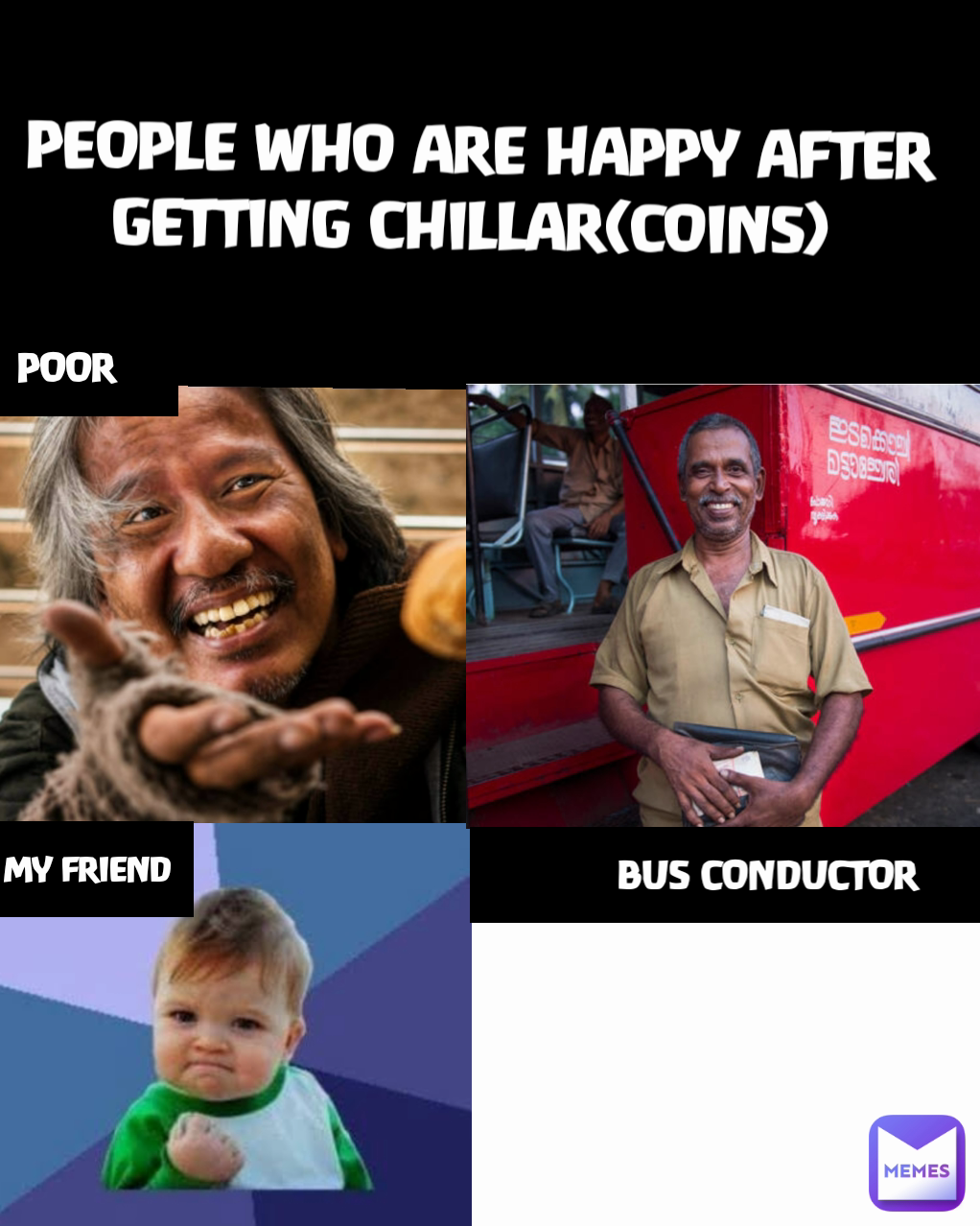 POOR PEOPLE WHO ARE HAPPY AFTER GETTING CHILLAR(COINS)  BUS CONDUCTOR MY FRIEND