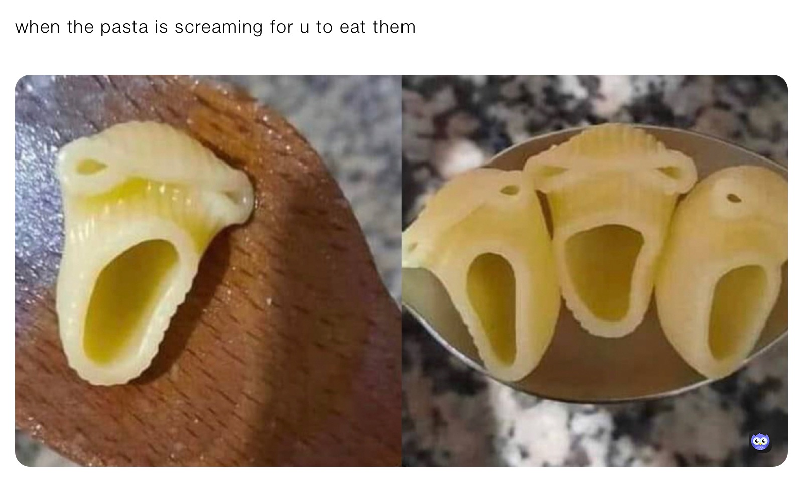 when the pasta is screaming for u to eat them
